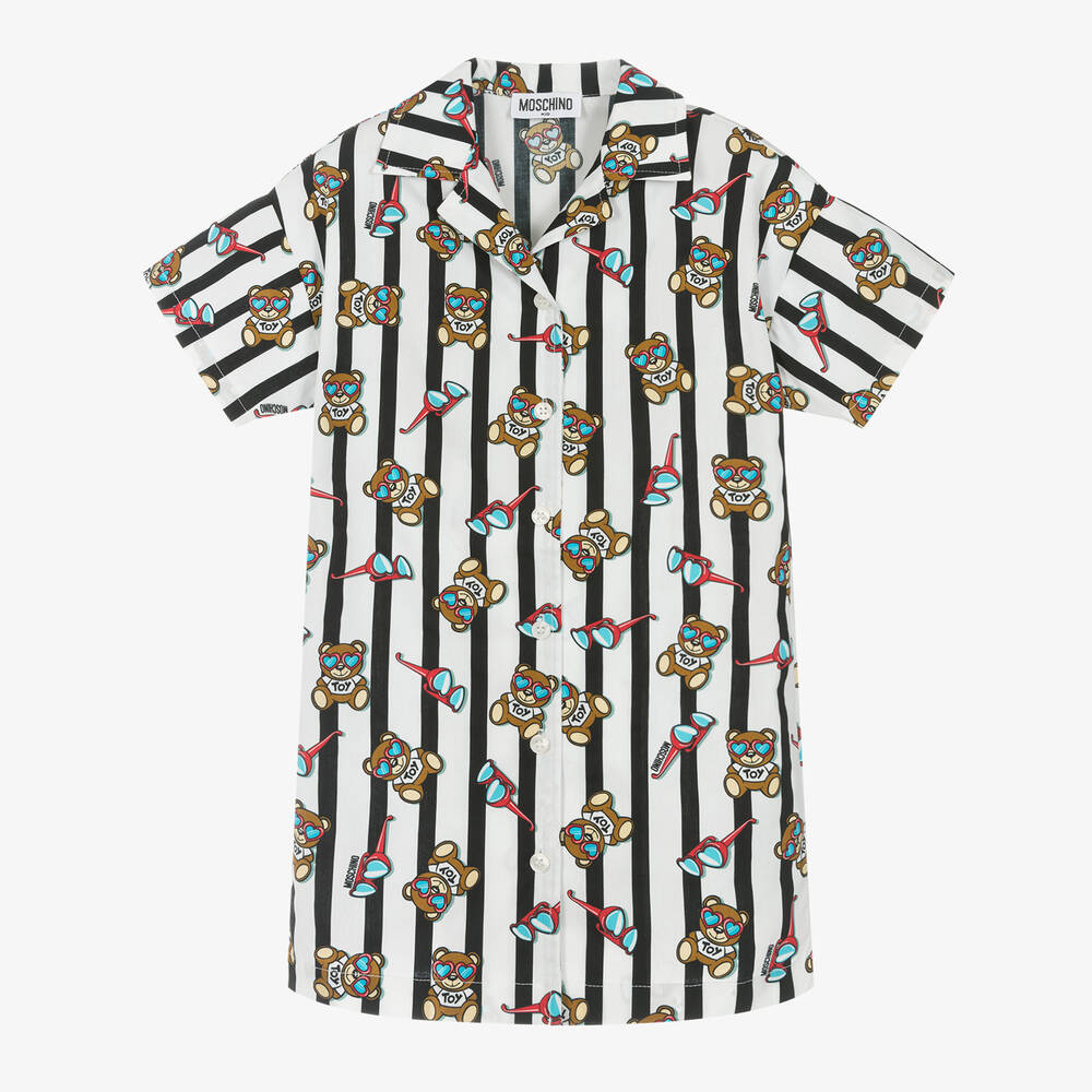 Moschino Кид-Тин-Girls Black & White Stripe Bear Dress | Childrensalon Outlet