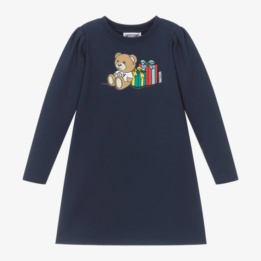 Moschino Kid-Teen-Girls Blue Bear Gift Dress | Childrensalon Outlet