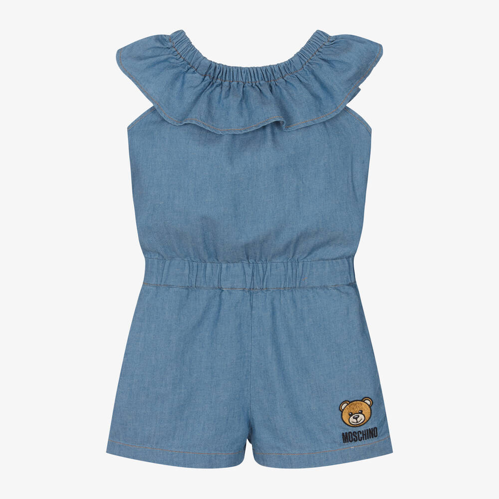 Moschino Kid-Teen-Girls Blue Chambray Playsuit | Childrensalon Outlet