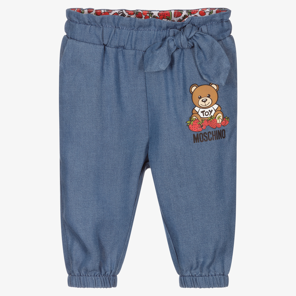 Moschino Baby - Girls Blue Chambray Trousers | Childrensalon
