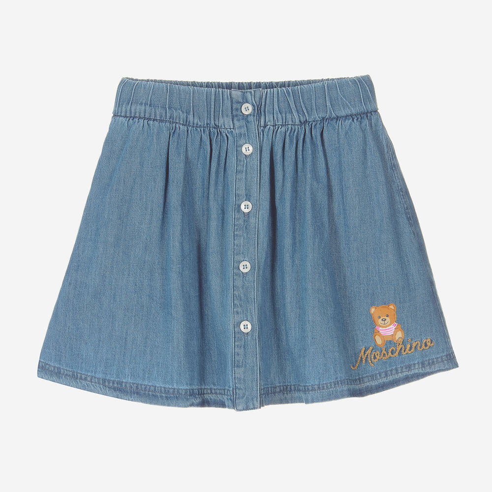 Moschino Kid-Teen - Girls Blue Cotton Chambray Skirt | Childrensalon