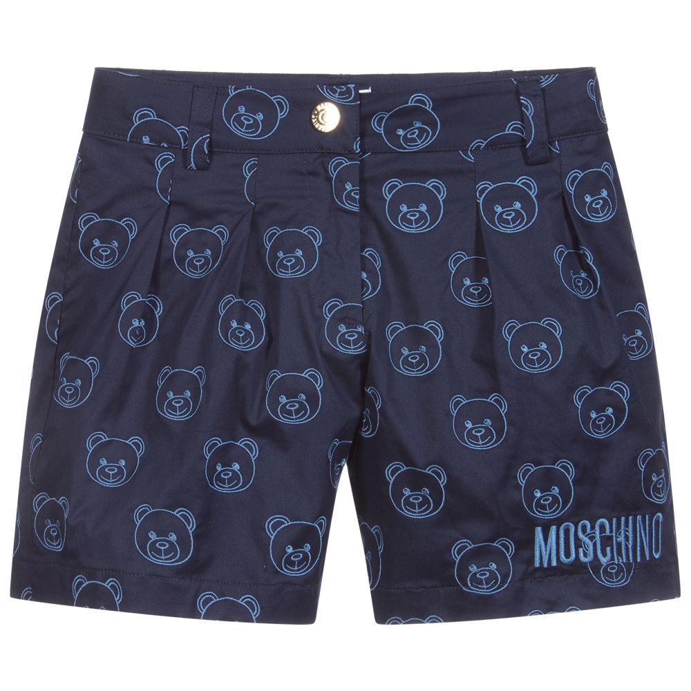 Moschino Kid-Teen - Girls Blue Cotton Logo Shorts | Childrensalon