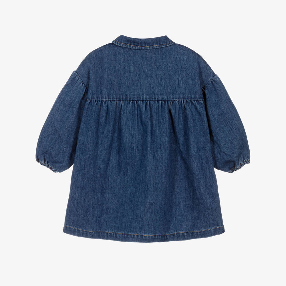 Moschino-Girls Blue Denim Dress with Colourful Poppers | Childrensalon Outlet