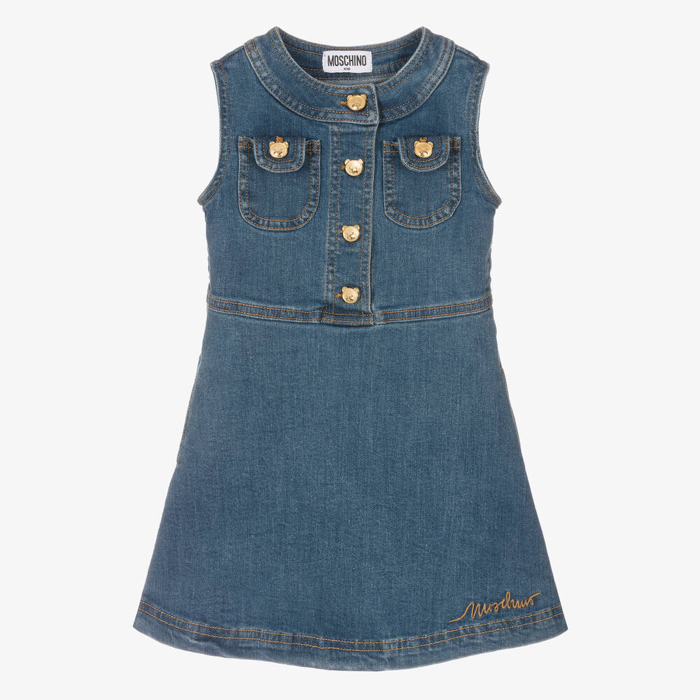 Moschino Kid-Teen - Синее джинсовое платье для девочек | Childrensalon