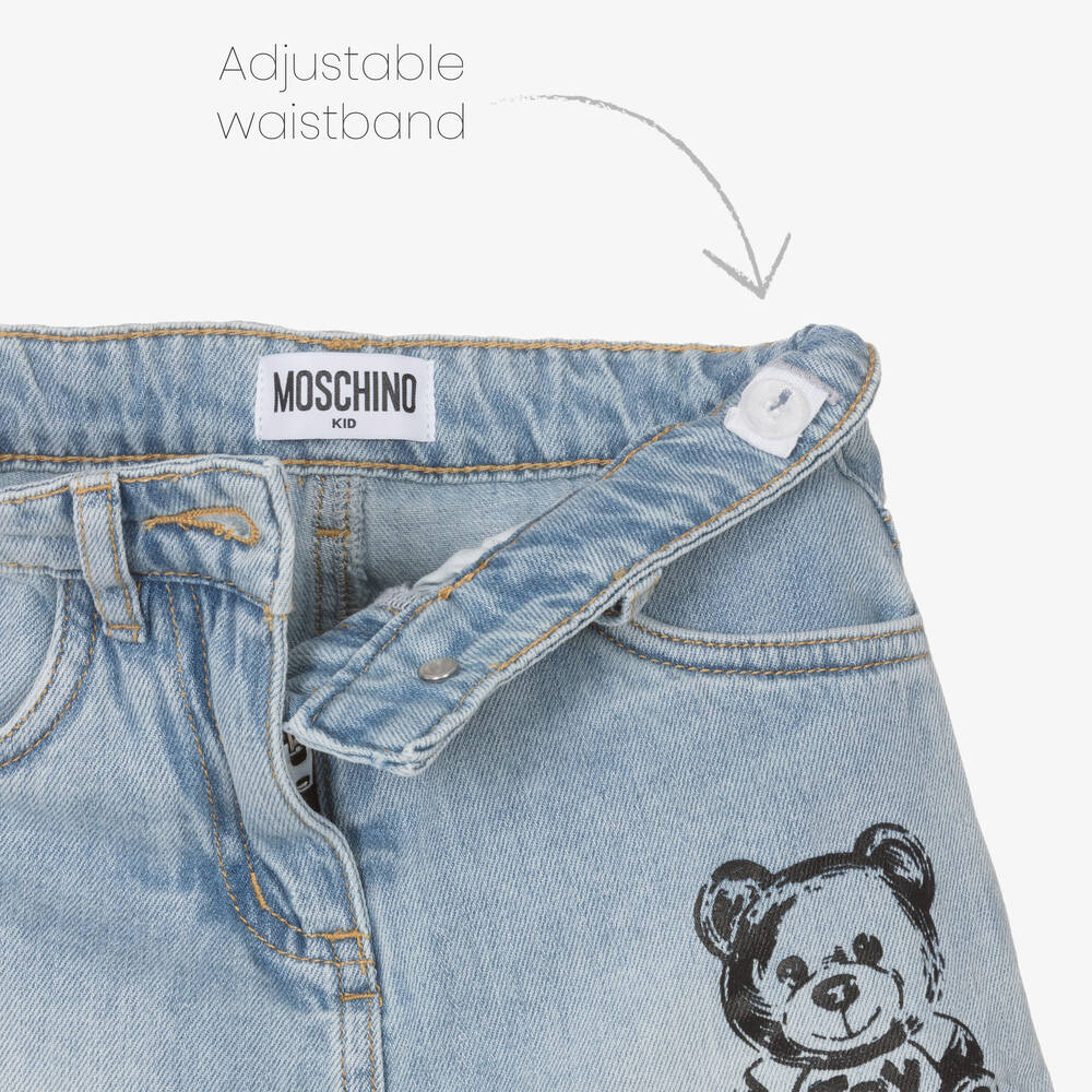 Moschino Кид-Тин-Girls Blue Denim Teddy Bear Skort | Childrensalon Outlet