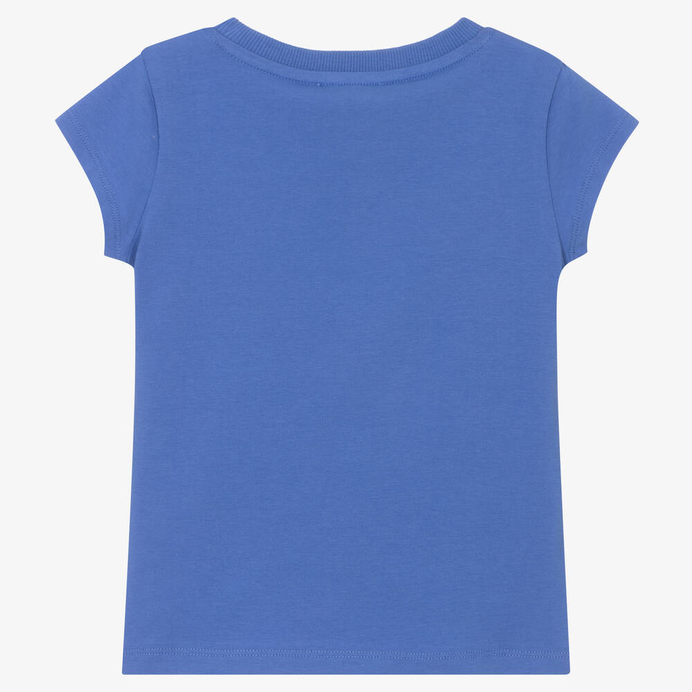 Moschino Kid-Teen-Girls Blue Double Smiley Logo T-Shirt | Childrensalon Outlet