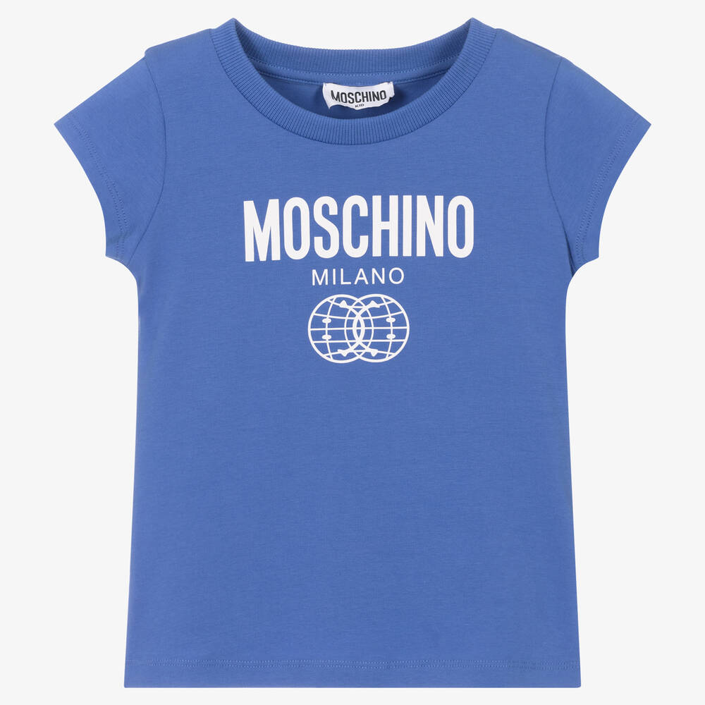 Moschino Kid-Teen - Blaues Double Smiley T-Shirt (M) | Childrensalon