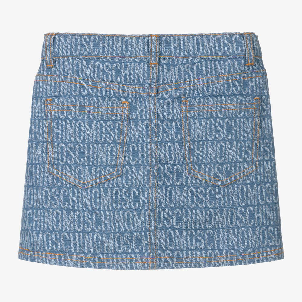 Moschino Kid-Teen-Girls Blue Jacquard Denim Skirt | Childrensalon Outlet