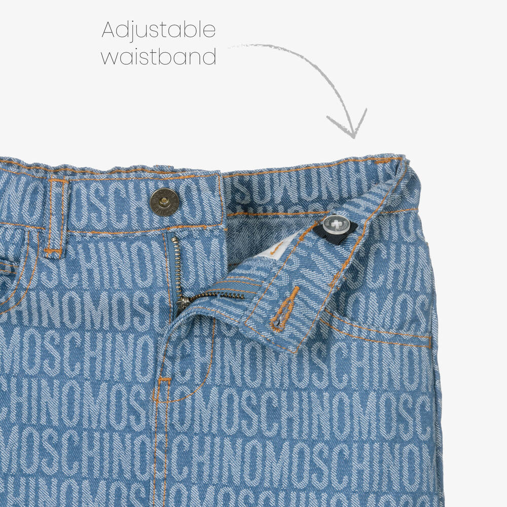 Moschino Girls Blue Jacquard Denim Skirt Childrensalon Outlet