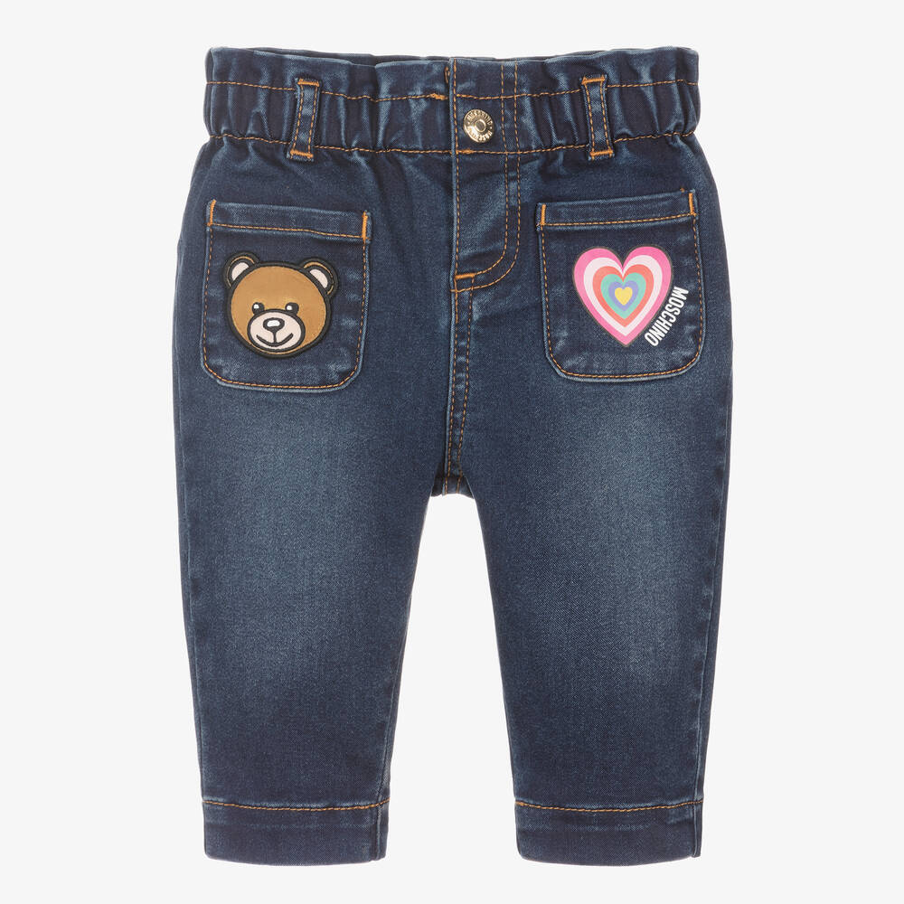 Moschino Baby - Girls Blue Pull-On Jeans | Childrensalon