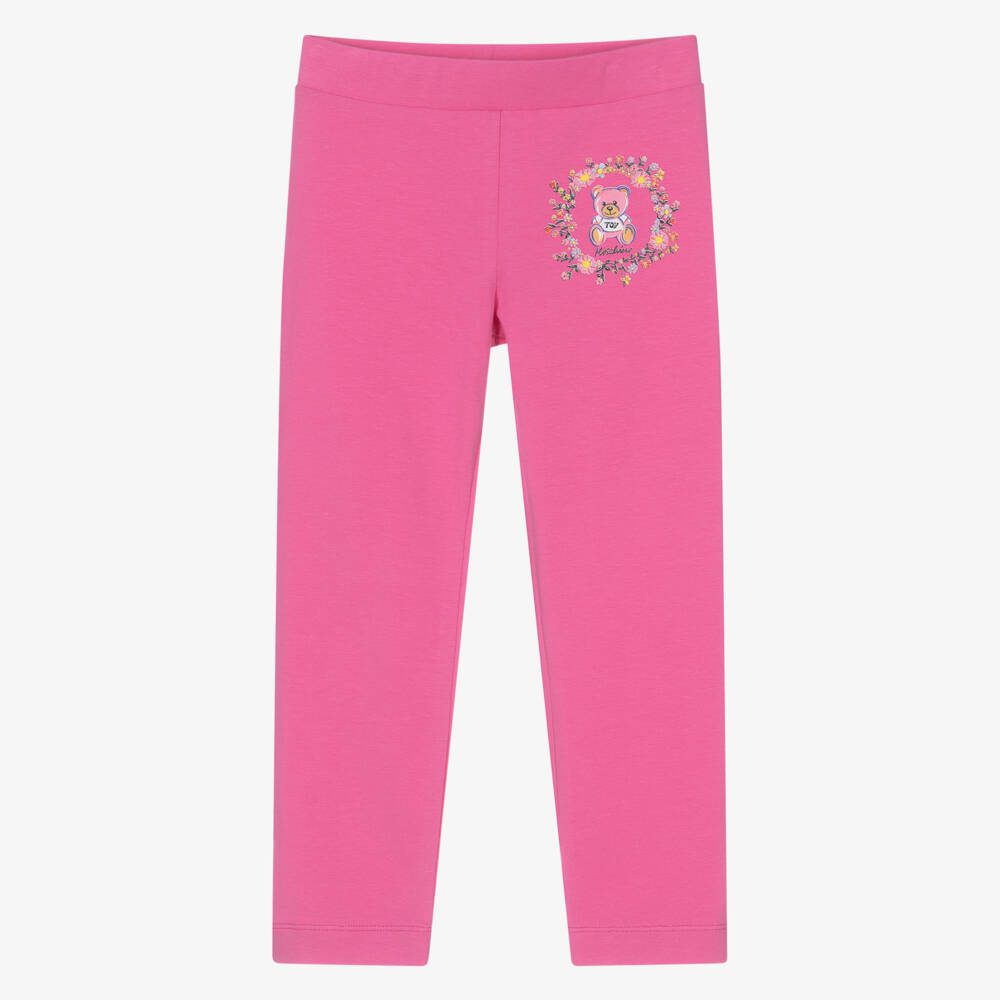 Moschino-بنطلون ليقنز قطني مرن بلون وردي للبنات | Childrensalon Outlet