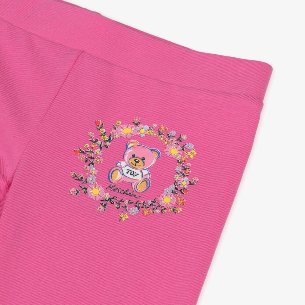 Moschino-Girls Blush Cotton Stretch Leggings | Childrensalon Outlet