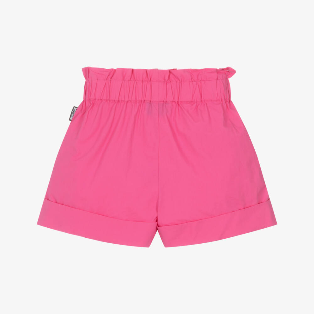 Moschino-Girls Blush Poplin Paperbag Shorts | Childrensalon Outlet