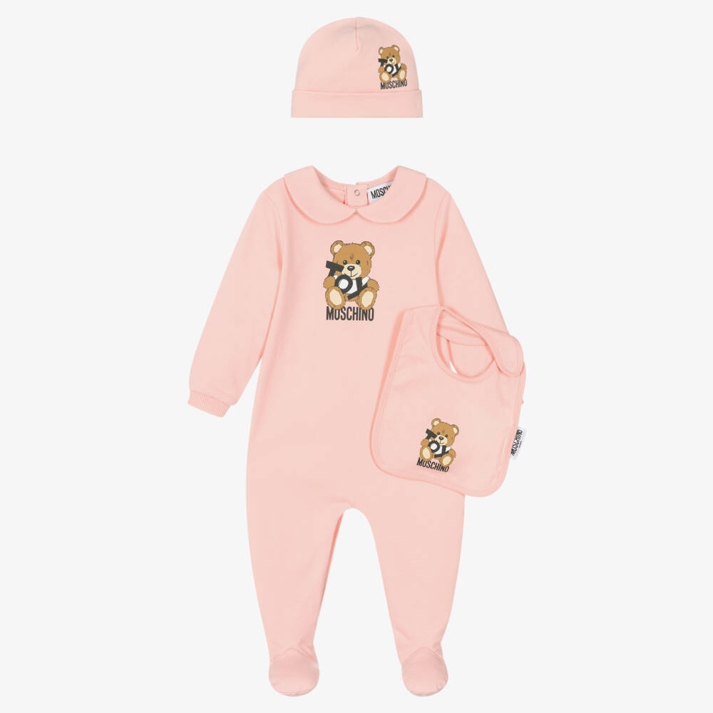 Moschino-Girls' Blush Teddy Babygrow Ensemble | Childrensalon Outlet