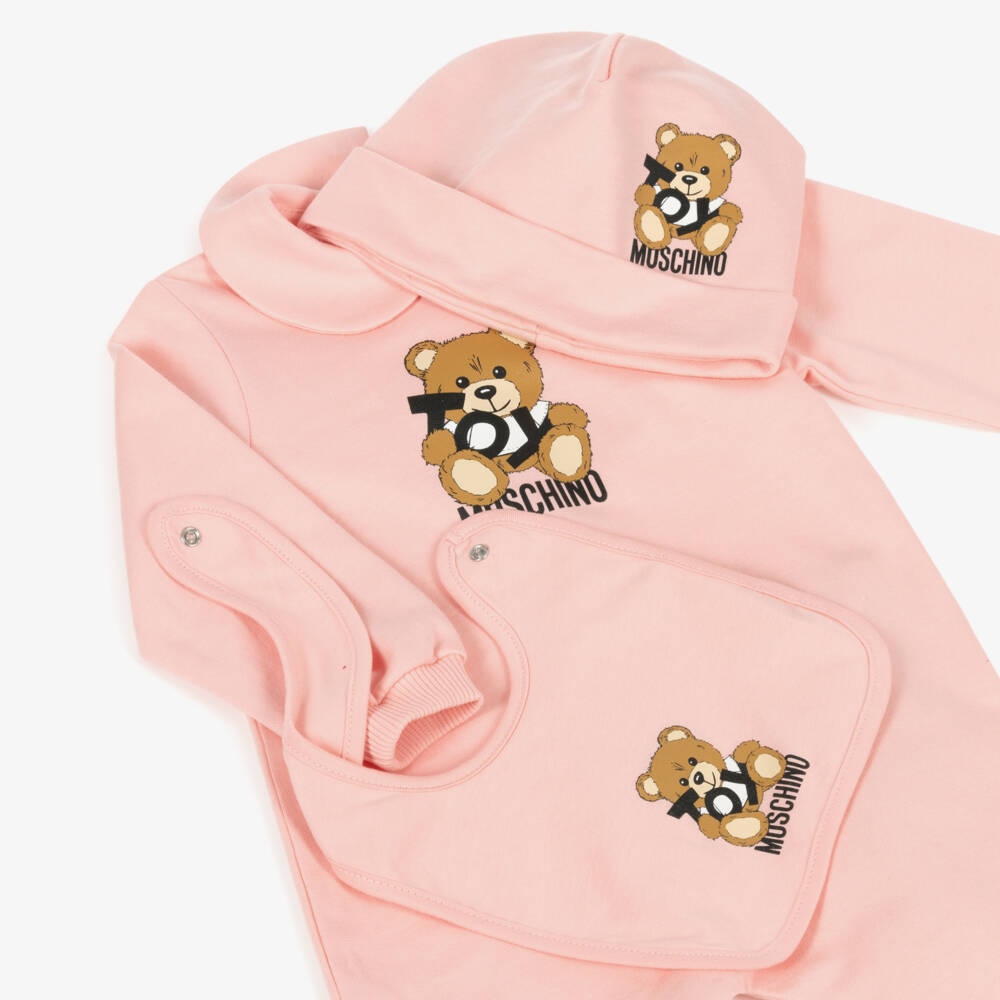 Moschino-Girls' Blush Teddy Babygrow Ensemble | Childrensalon Outlet