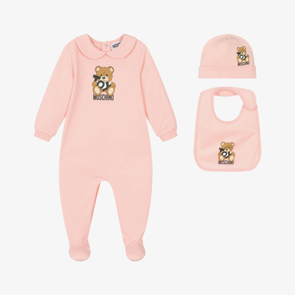 Moschino-Girls' Blush Teddy Babygrow Ensemble | Childrensalon Outlet