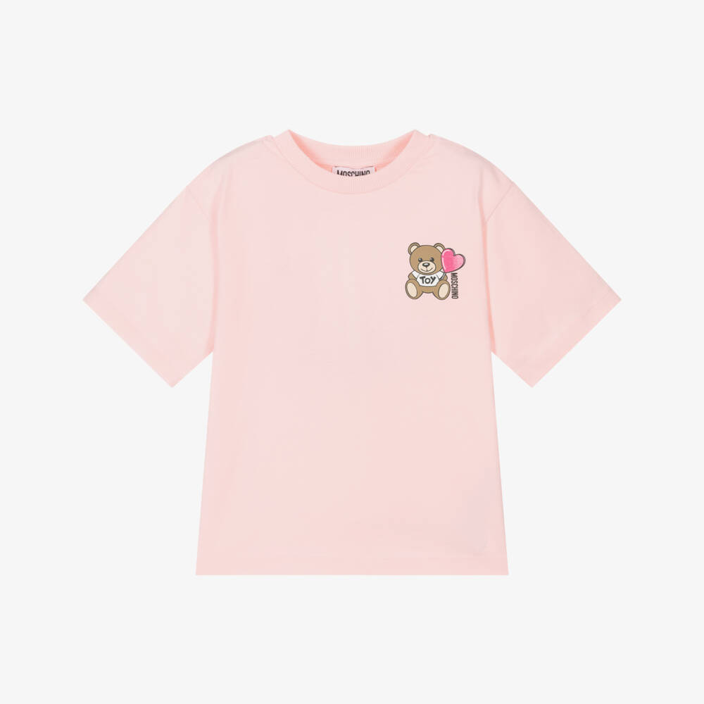 Moschino-تي شيرت للبنات بلون وردي فاتح مع تصميم دب | Childrensalon Outlet