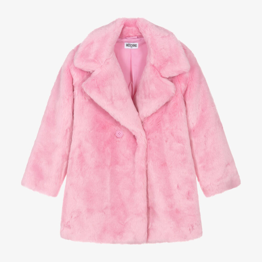 Moschino Kid-Teen-Girls Bright Pink Plush Jacket | Childrensalon Outlet