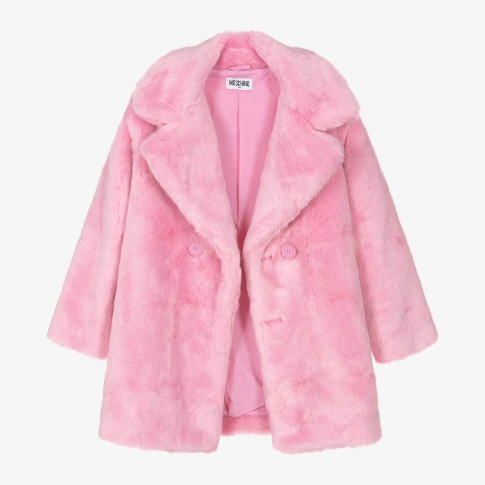 Moschino Kid-Teen-Girls Bright Pink Plush Jacket | Childrensalon Outlet