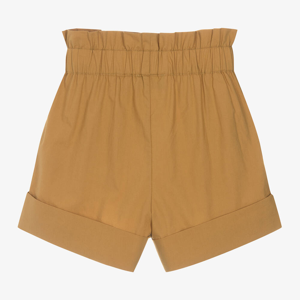 Moschino Kid-Teen-شورت قطن بوبلين لون بني للبنات | Childrensalon Outlet