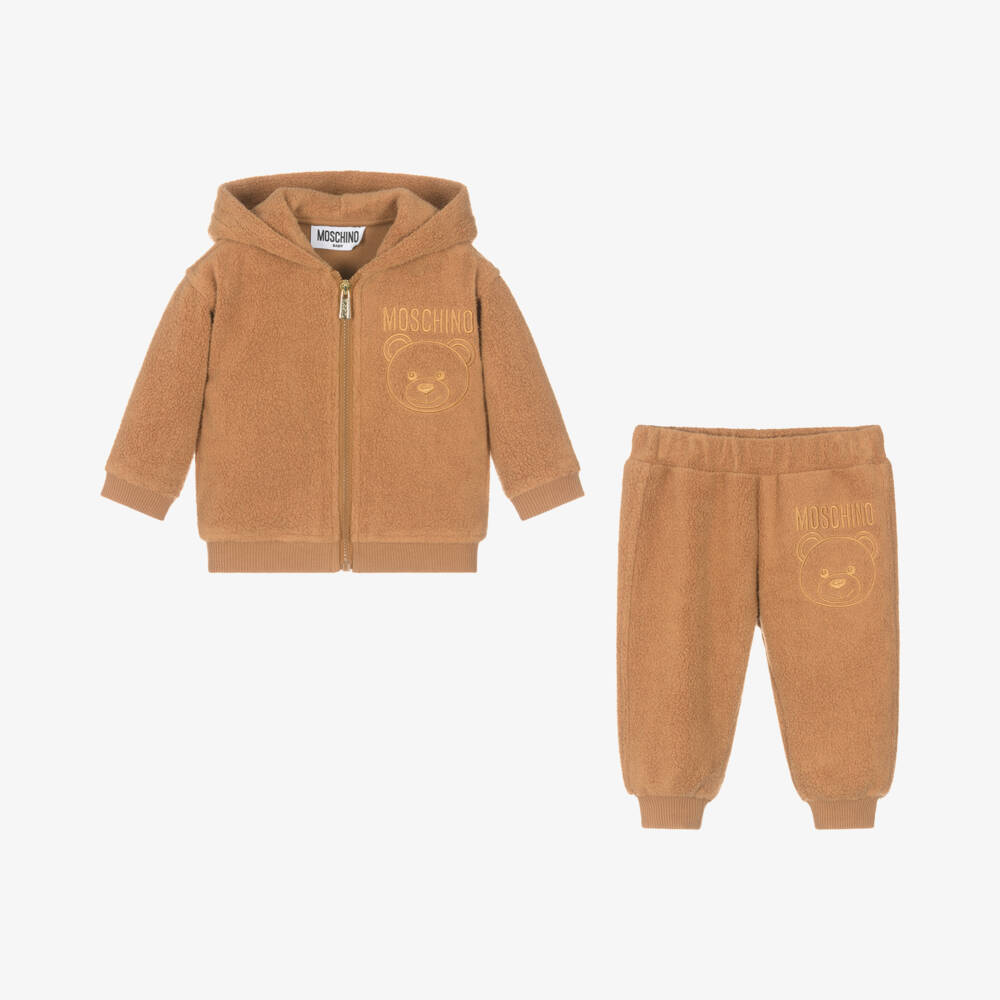 Moschino Baby-Girls Brown Fleece Teddy Set | Childrensalon Outlet