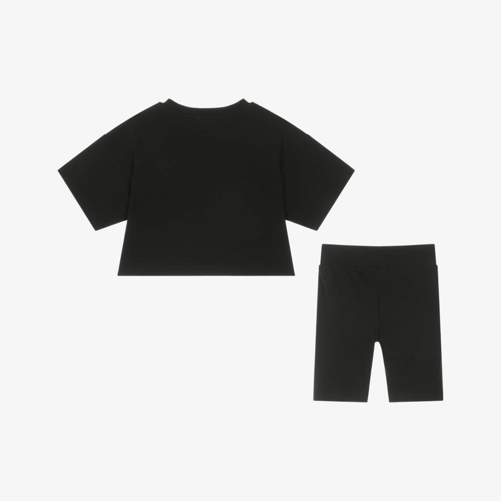 Moschino-Girls Charcoal Cotton Jersey Duo | Childrensalon Outlet