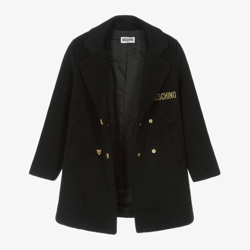 Moschino Кид-Тин-Girls Charcoal Wool Blend Coat | Childrensalon Outlet