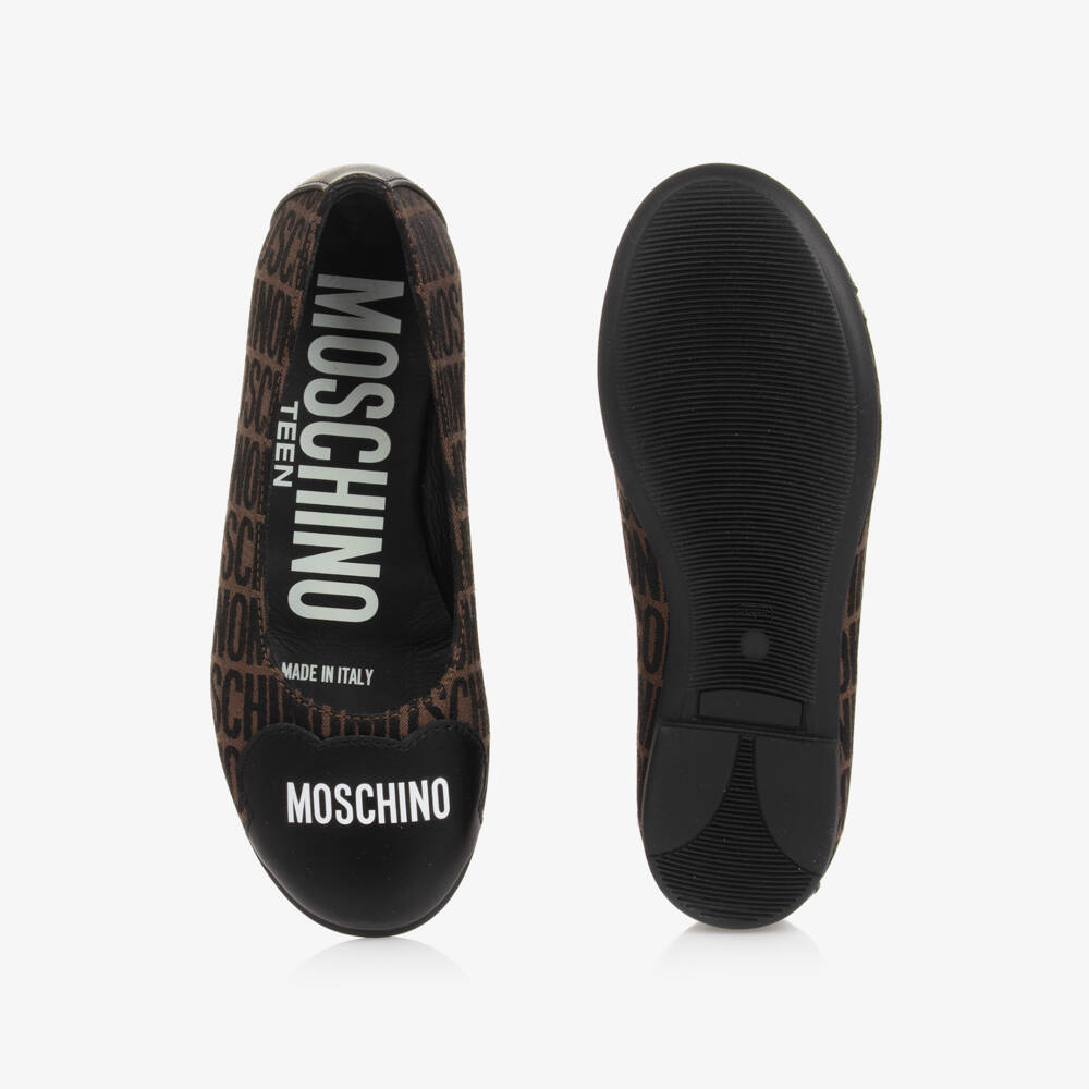 Moschino-Коричневые жаккардовые балетки для девочек | Childrensalon Outlet