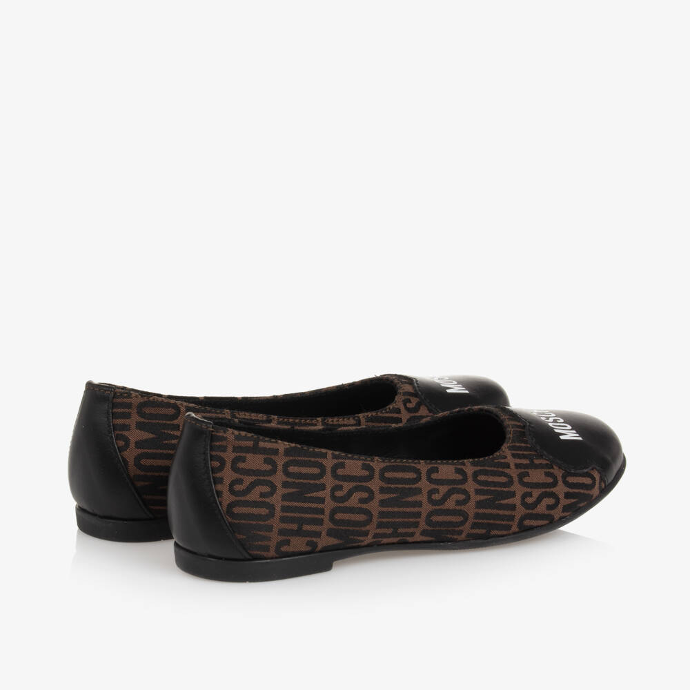 Moschino-Коричневые жаккардовые балетки для девочек | Childrensalon Outlet