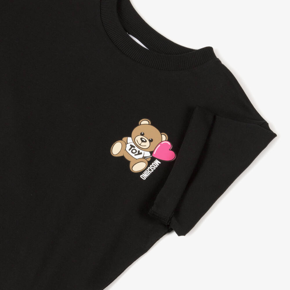 Moschino-Girls Classic Black Bear Tee | Childrensalon Outlet