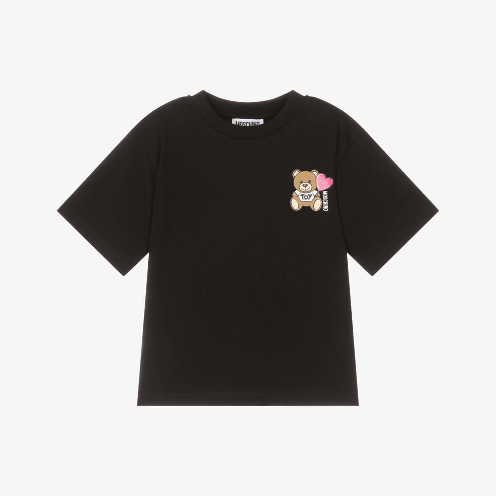 Moschino-Girls Classic Black Bear Tee | Childrensalon Outlet