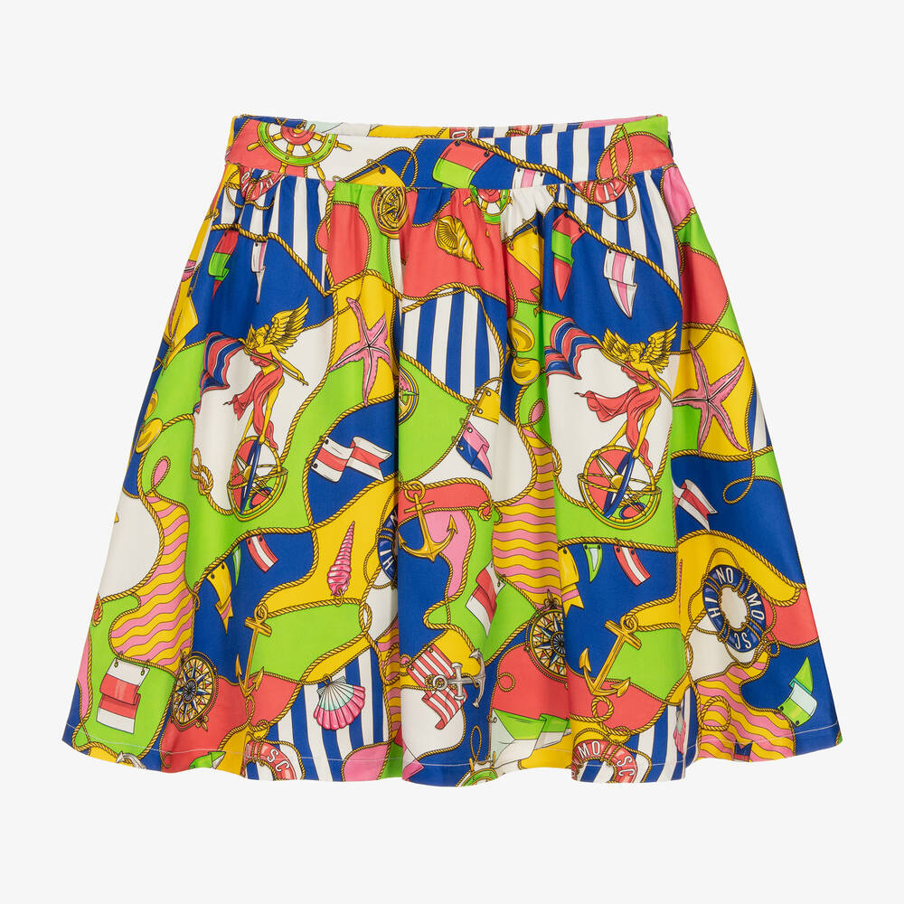 Moschino Kid-Teen - Girls Colourful Nautical Logo Print Skirt | Childrensalon