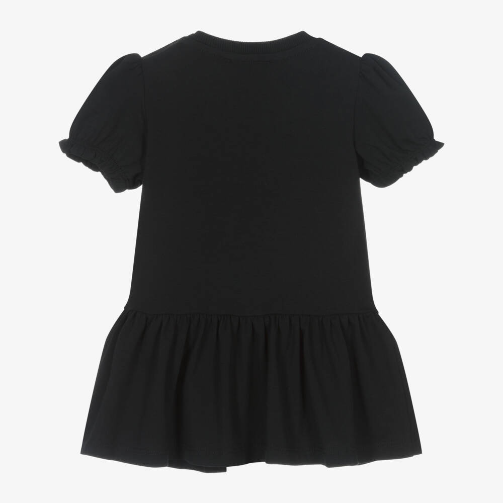 Moschino-Girls Cotton Black Bear Charm Dress | Childrensalon Outlet