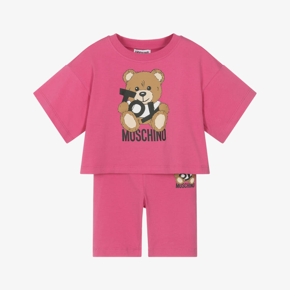 Moschino-طقم ركوب الدراجات للبنات من القطن النقي | Childrensalon Outlet