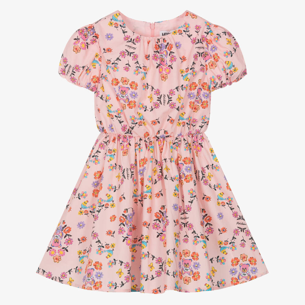 Moschino-فستان بناتي قطن بنقشة زهور كاندي | Childrensalon Outlet