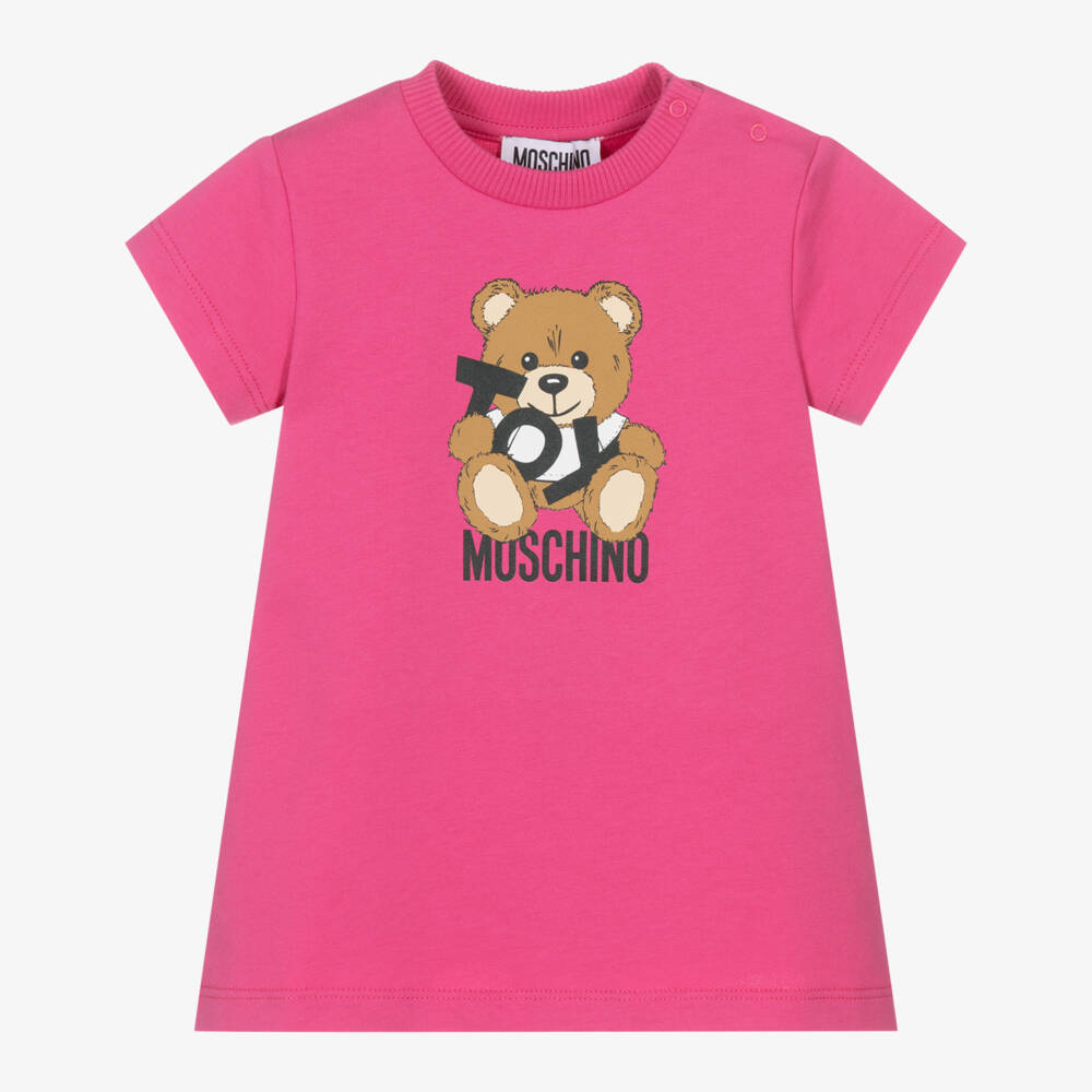 Moschino-فستان تيدي بناتي من القطن النقي | Childrensalon Outlet