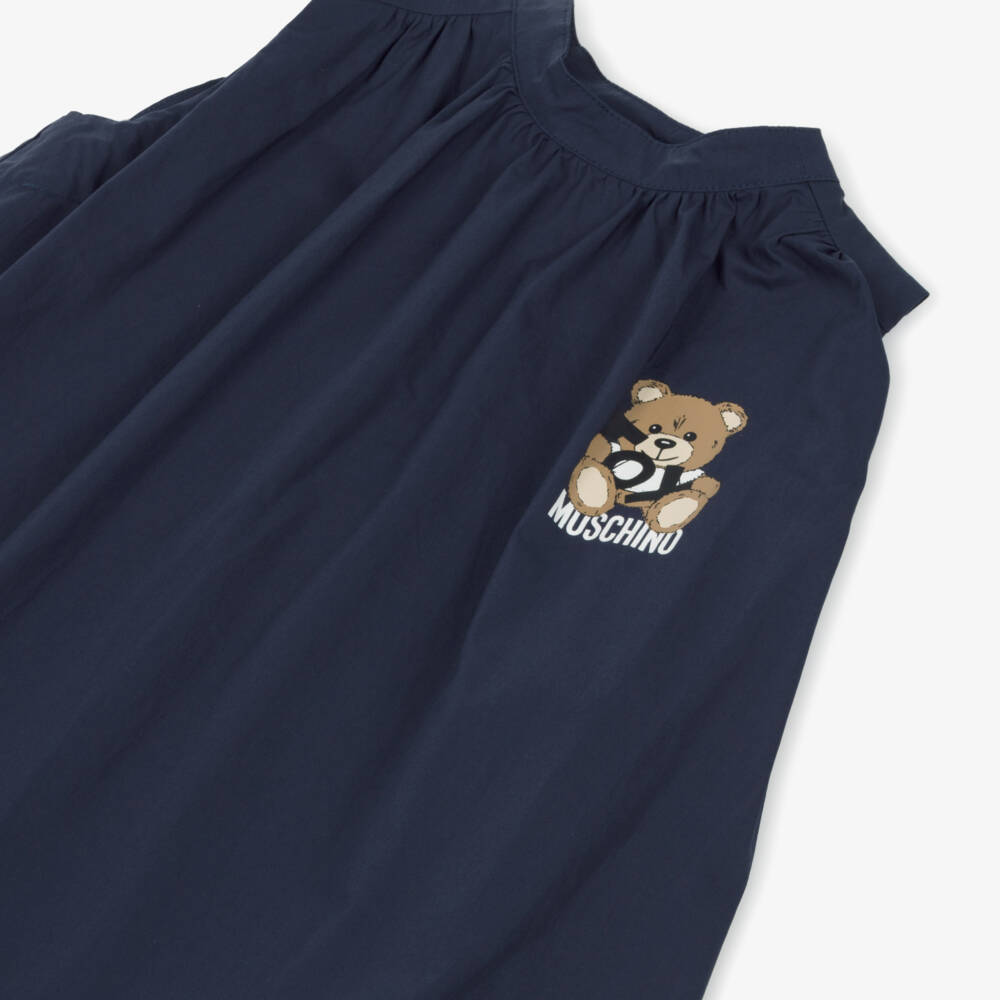 Moschino-Платье из хлопкового поплина синее для девочек | Childrensalon Outlet