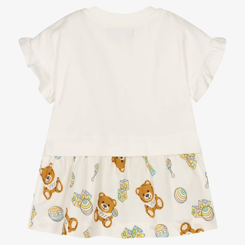 Moschino Baby-Girls Cream Bear Print Dress Set | Childrensalon Outlet