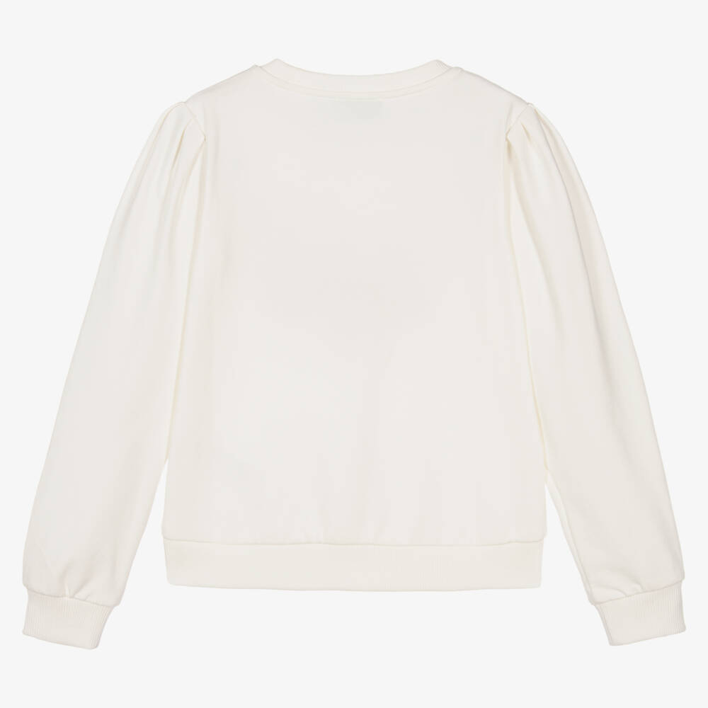 Moschino Kid-Teen-Girls Cream Cotton Heart Design Sweatshirt | Childrensalon Outlet