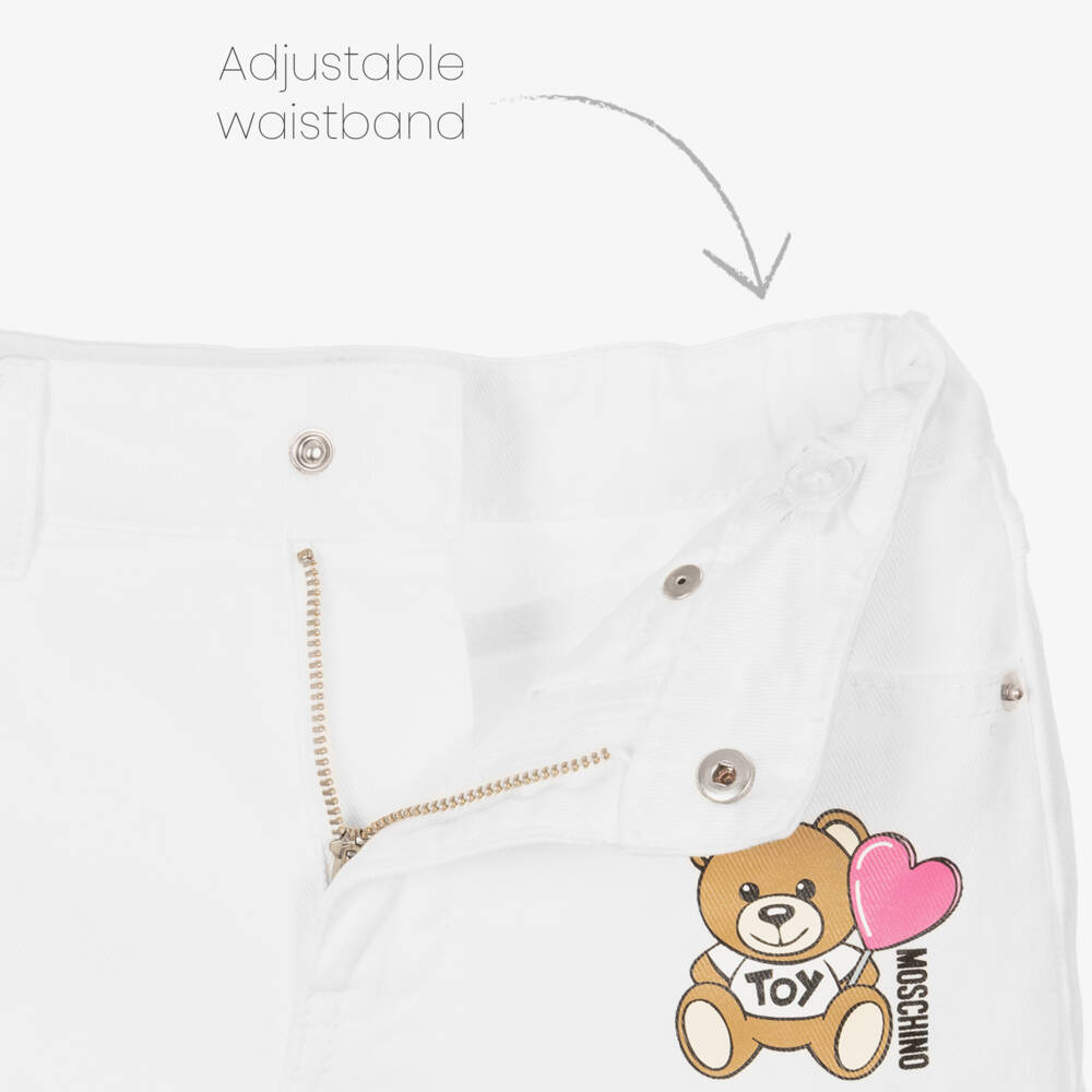 Moschino-تنورة جينز كريمية للبنات بقصة A | Childrensalon Outlet