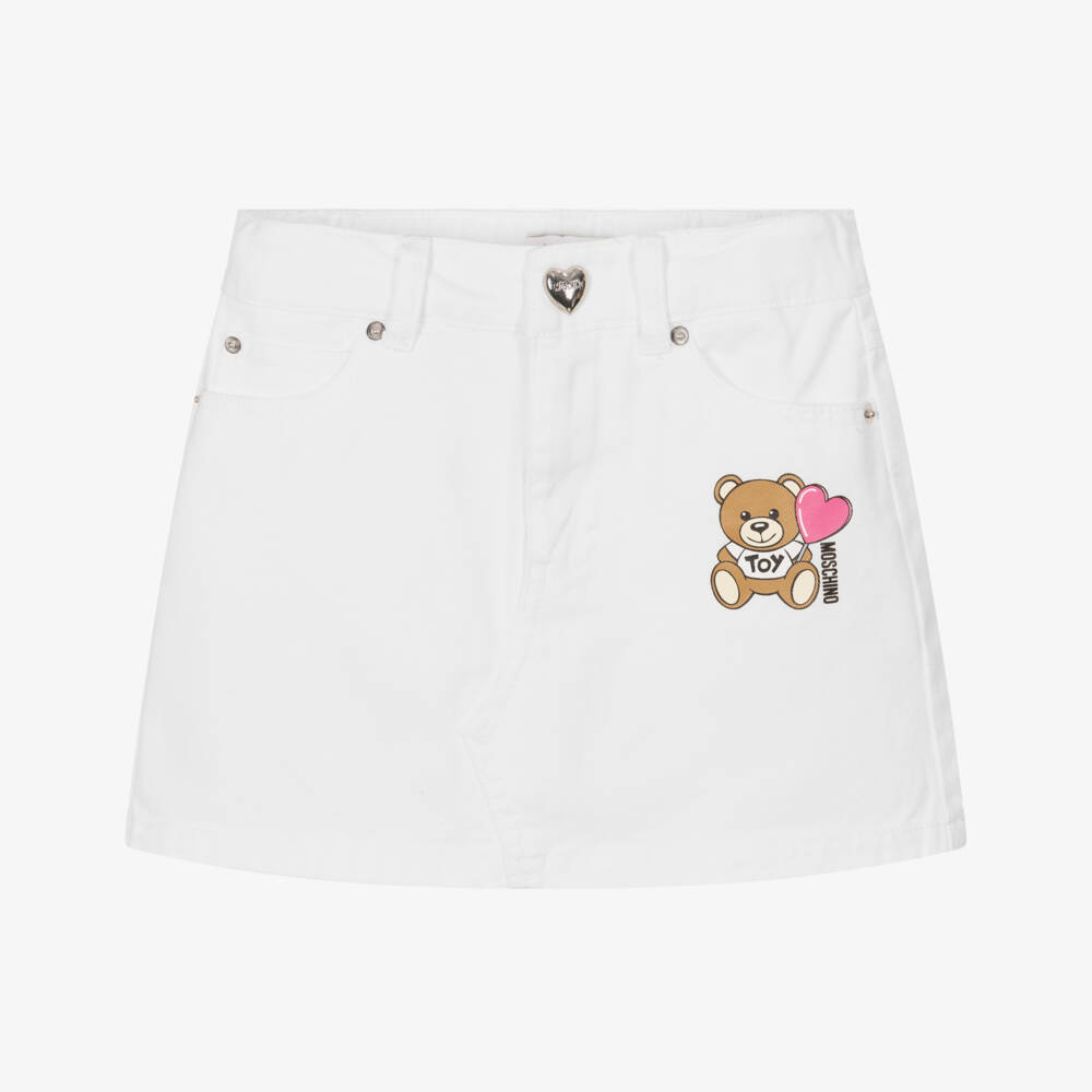 Moschino-Girls Creamy Denim A-Line Skirt | Childrensalon Outlet