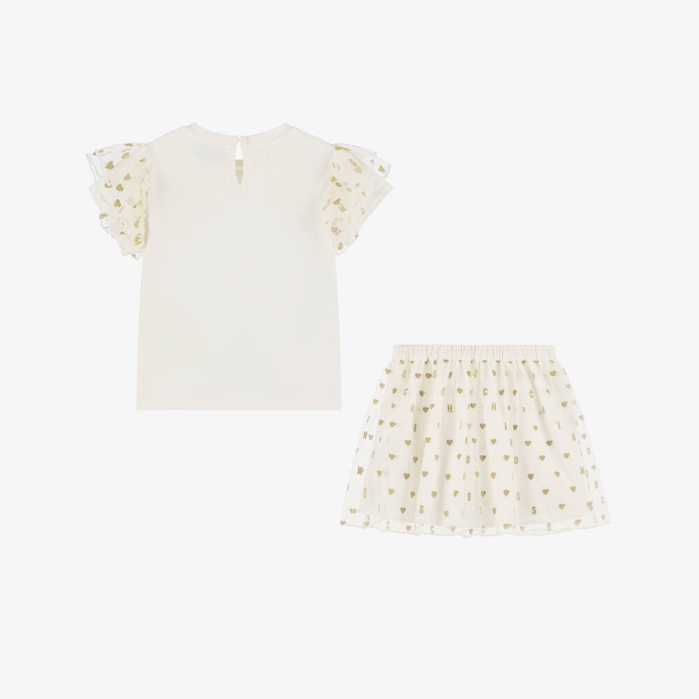 Moschino-Girls Creamy Heart Charm Ensemble | Childrensalon Outlet