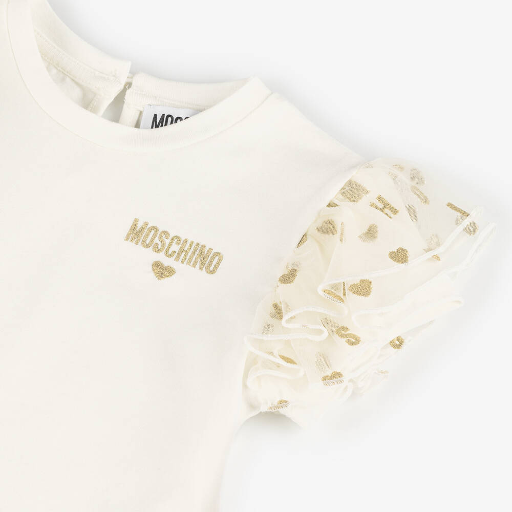 Moschino-Girls Creamy Heart Charm Ensemble | Childrensalon Outlet