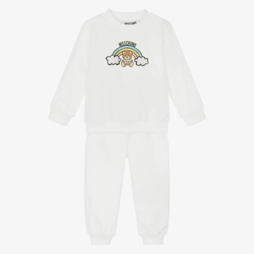 Moschino-Girls Creamy Rainbow Cotton Tracksuit | Childrensalon Outlet