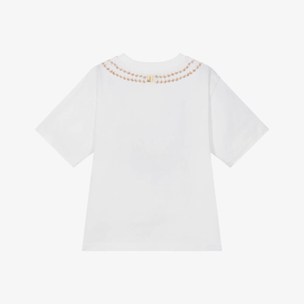 Moschino-Футболка из хлопка с подвеской в виде круассана для девочек | Childrensalon Outlet