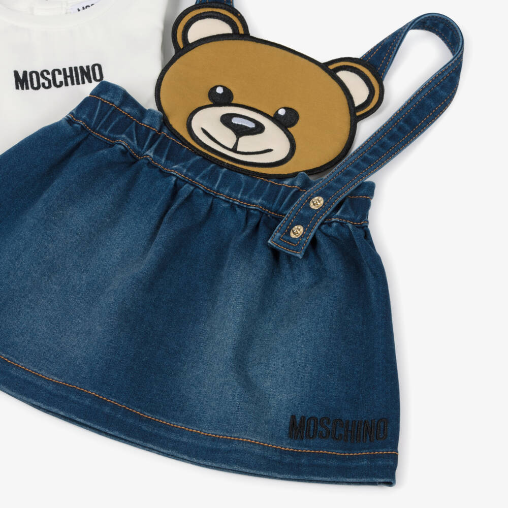 Moschino-Джинсовый и кремовый комплект для девочек | Childrensalon Outlet