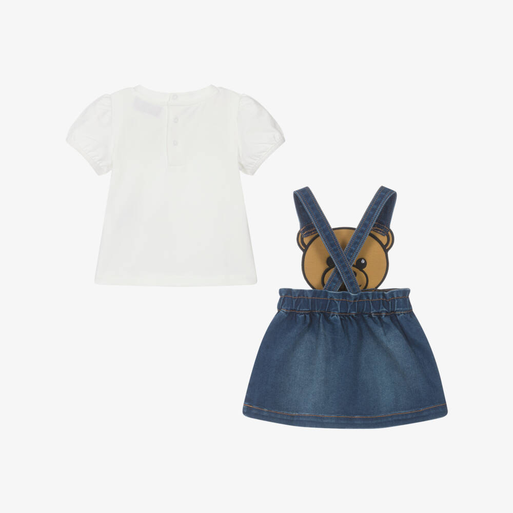 Moschino-Джинсовый и кремовый комплект для девочек | Childrensalon Outlet