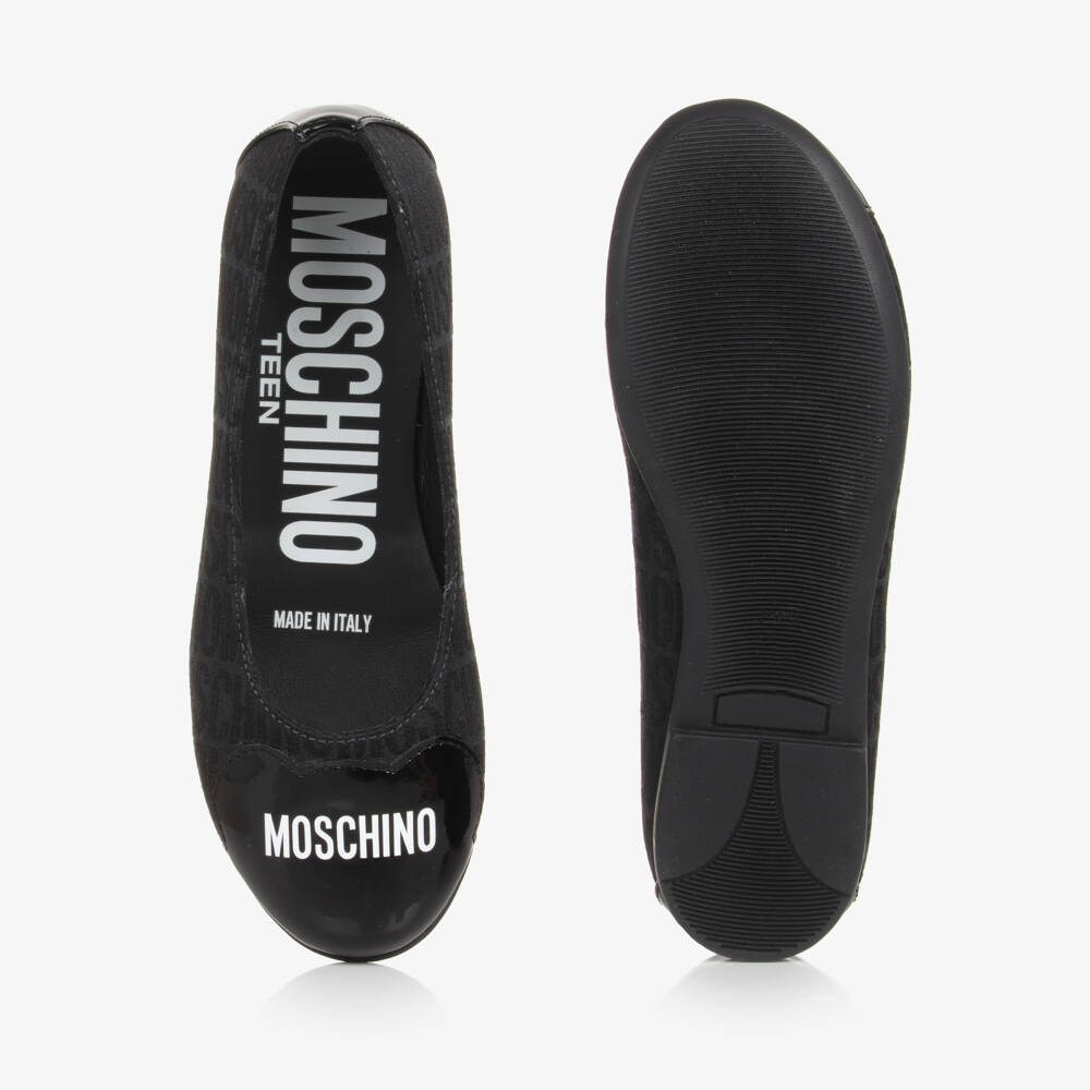 Moschino-Черные жаккардовые балетки для девочек | Childrensalon Outlet