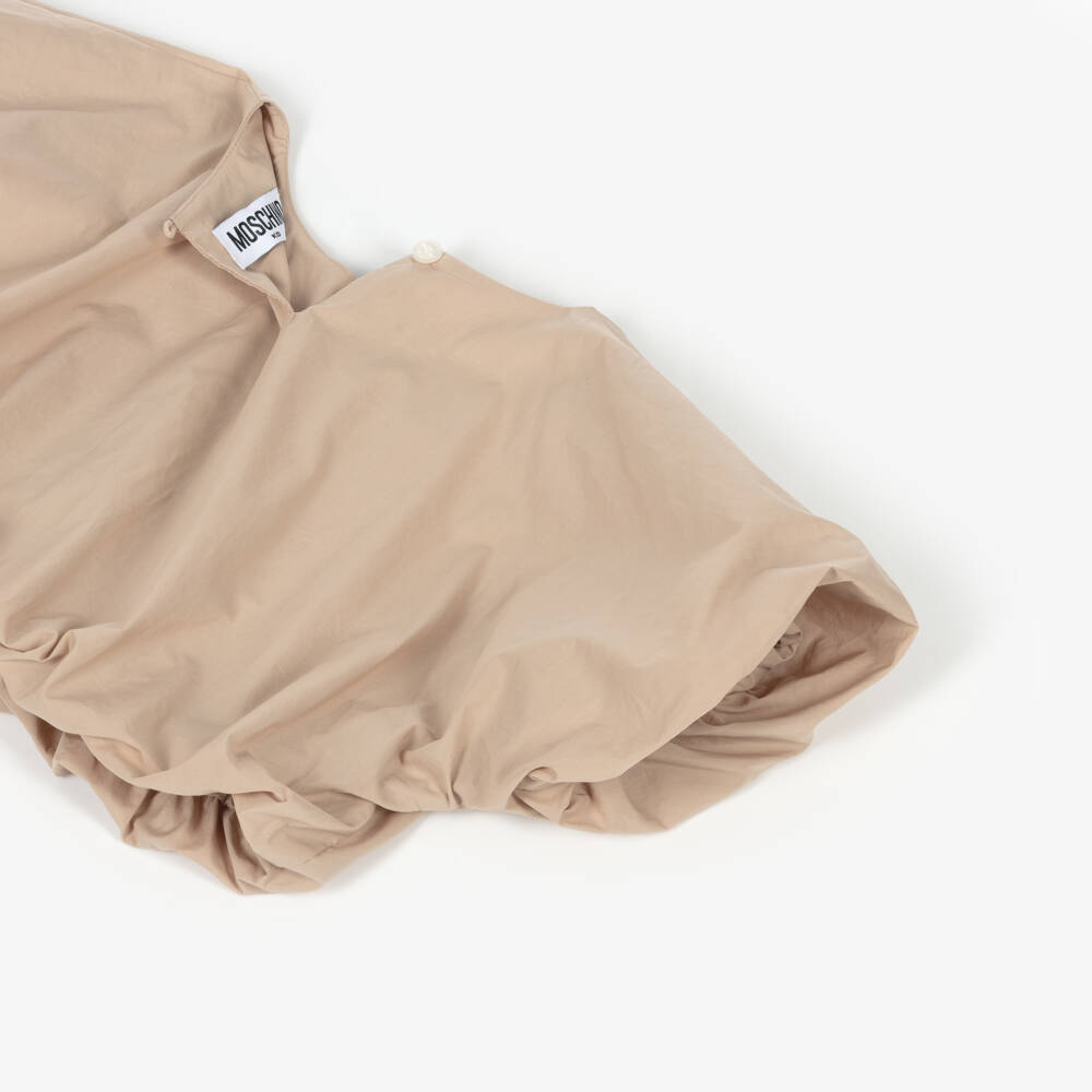 Moschino-Girls Elegant Beige Cotton Top | Childrensalon Outlet