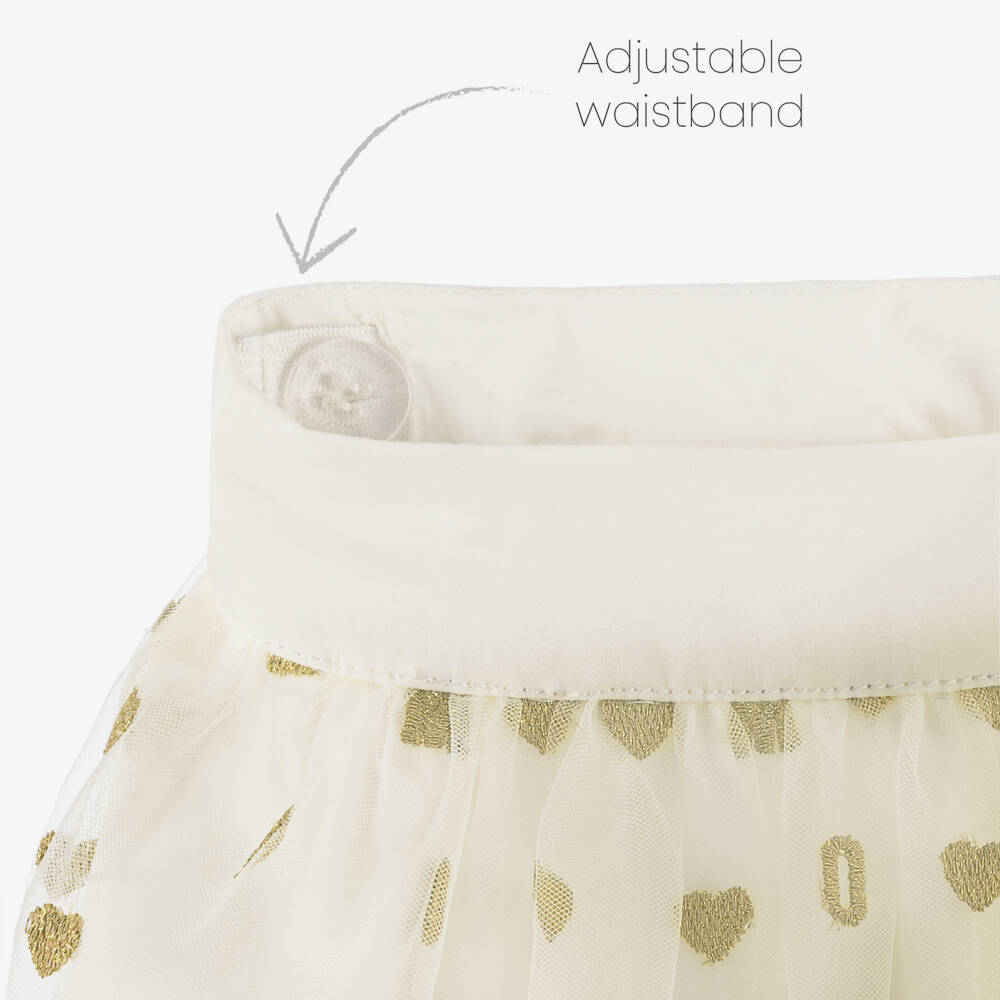 Moschino-Элегантная кремовая юбка из тюля с сердечками для девочек | Childrensalon Outlet